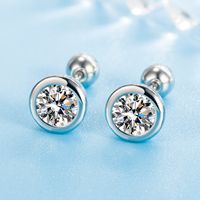 1 Pair Fashion Round Copper Inlaid Zircon Ear Studs main image 5