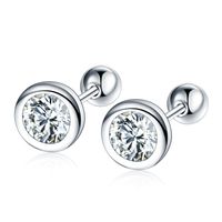 1 Pair Fashion Round Copper Inlaid Zircon Ear Studs sku image 1