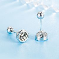 1 Pair Fashion Round Copper Inlaid Zircon Ear Studs main image 2