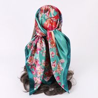 Women's Fashion Flower Satin Printing Silk Scarves main image 3