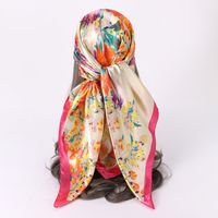 Women's Fashion Flower Satin Printing Silk Scarves main image 6