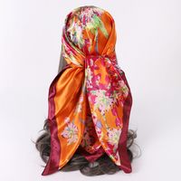 Women's Fashion Flower Satin Printing Silk Scarves main image 5