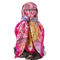 Women's Fashion Color Block Satin Printing Silk Scarves main image 3