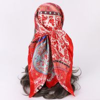 Women's Fashion Color Block Satin Printing Silk Scarves main image 2