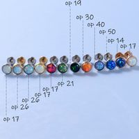 Simple Style Round Stainless Steel Artificial Gemstones Lip Stud Ear Studs In Bulk main image 4