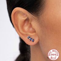 1 Pair Simple Style Geometric Sterling Silver Plating Zircon Ear Studs main image 2