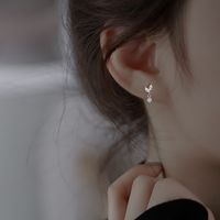 1 Pair Simple Style Leaf Sterling Silver Plating Inlay Zircon Ear Studs main image 4
