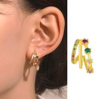 1 Pair Retro Geometric Copper Inlay Zircon Earrings main image 3