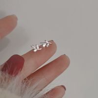 1 Pair Simple Style Leaf Copper Inlaid Zircon Ear Studs main image 1