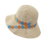 Women's Tropical Flower Braid Wide Eaves Straw Hat main image 3