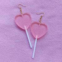 1 Pair Fashion Heart Shape Arylic Women's Drop Earrings main image 1