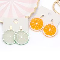 1 Pair Sweet Lemon Fruit Arylic Inlay Rhinestones Women's Drop Earrings main image 1