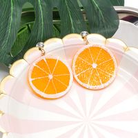 1 Pair Sweet Lemon Fruit Arylic Inlay Rhinestones Women's Drop Earrings main image 2