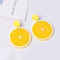 1 Pair Sweet Lemon Fruit Arylic Inlay Rhinestones Women's Drop Earrings main image 3