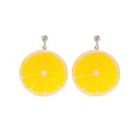 1 Pair Sweet Lemon Fruit Arylic Inlay Rhinestones Women's Drop Earrings sku image 1