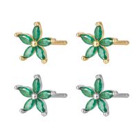 1 Pair Fashion Flower 925 Silver Inlaid Zircon Ear Studs sku image 7