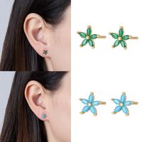 1 Pair Fashion Flower 925 Silver Inlaid Zircon Ear Studs main image 3