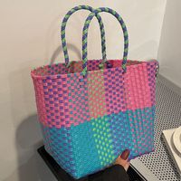 Women's Vintage Style Color Block Pvc Shopping Bags main image 1