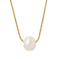 Wholesale Jewelry Simple Style Classic Style Round 304 Stainless Steel Freshwater Pearl 18K Gold Plated Pendant Necklace main image 4