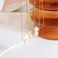 Wholesale Jewelry Simple Style Classic Style Round 304 Stainless Steel Freshwater Pearl 18K Gold Plated Pendant Necklace main image 3