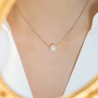 Wholesale Jewelry Simple Style Classic Style Round 304 Stainless Steel Freshwater Pearl 18K Gold Plated Pendant Necklace main image 2
