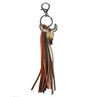 1 Pièce Style Cow-boy Bull Tête Alliage Cuir Gland Pendentif De Sac Porte-clés main image 4