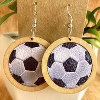 1 Pair Fashion Baseball Basketball Football Patchwork Pu Leather Drop Earrings sku image 2