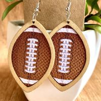 1 Pair Fashion Baseball Basketball Football Patchwork Pu Leather Drop Earrings main image 1