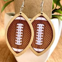 1 Pair Fashion Baseball Basketball Football Patchwork Pu Leather Drop Earrings sku image 1
