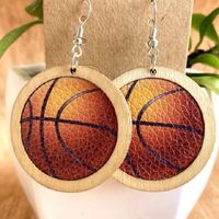 1 Pair Fashion Baseball Basketball Football Patchwork Pu Leather Drop Earrings sku image 5