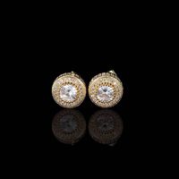 Simple Style Round Copper Inlaid Zircon Ear Studs sku image 5