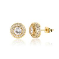 Simple Style Round Copper Inlaid Zircon Ear Studs main image 4
