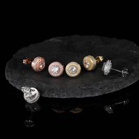 Simple Style Round Copper Inlaid Zircon Ear Studs main image 1