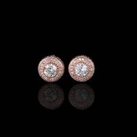 Simple Style Round Copper Inlaid Zircon Ear Studs sku image 7