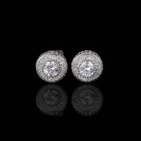 Simple Style Round Copper Inlaid Zircon Ear Studs sku image 6