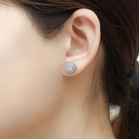 Simple Style Round Copper Inlaid Zircon Ear Studs main image 6