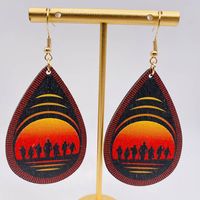 1 Pair Fashion Water Droplets Wood Patchwork Women's Earrings main image 5