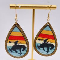 1 Pair Fashion Water Droplets Wood Patchwork Women's Earrings main image 3