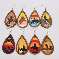 1 Pair Fashion Water Droplets Wood Patchwork Women's Earrings main image 6