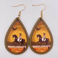 1 Pair Fashion Water Droplets Wood Patchwork Women's Earrings sku image 8