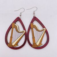 1 Pair Fashion Musical Instrument Wood Water Drop Women's Drop Earrings sku image 2