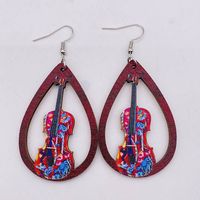 1 Pair Fashion Musical Instrument Wood Water Drop Women's Drop Earrings sku image 5