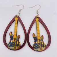 1 Pair Fashion Musical Instrument Wood Water Drop Women's Drop Earrings sku image 3