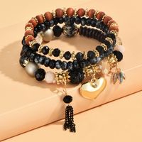 1 Jeu Mode Forme De Cœur Alliage Résine Perlé Gland Incruster Strass Femmes Bracelets main image 1