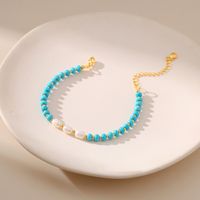 Ethnic Style Geometric Turquoise Freshwater Pearl Copper Beaded Bracelets main image 4