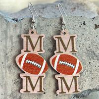 1 Pair Fashion Letter Wood Mother's Day Women's Drop Earrings sku image 3
