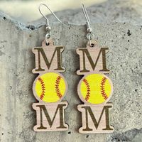 1 Pair Fashion Letter Wood Mother's Day Women's Drop Earrings sku image 2