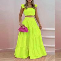Women's Vacation Solid Color Polyester Patchwork Skirt Sets main image 4