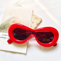 Fashion Solid Color Pc Resin Special-shaped Mirror Full Frame Women's Sunglasses sku image 4