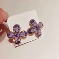 1 Pair Exaggerated Flower Alloy Plating Artificial Gemstones Women's Ear Studs sku image 3